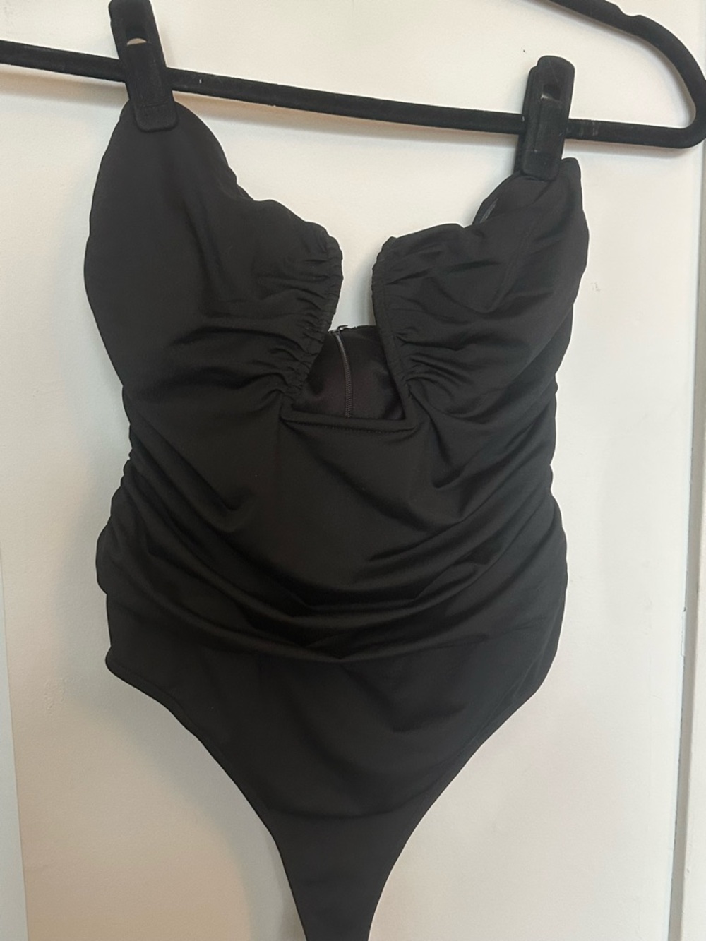 Black Ruched One-Piece Swimsuit